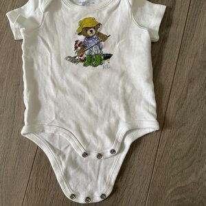 Ralph Lauren White Bodysuit with Embroidered Animal Design